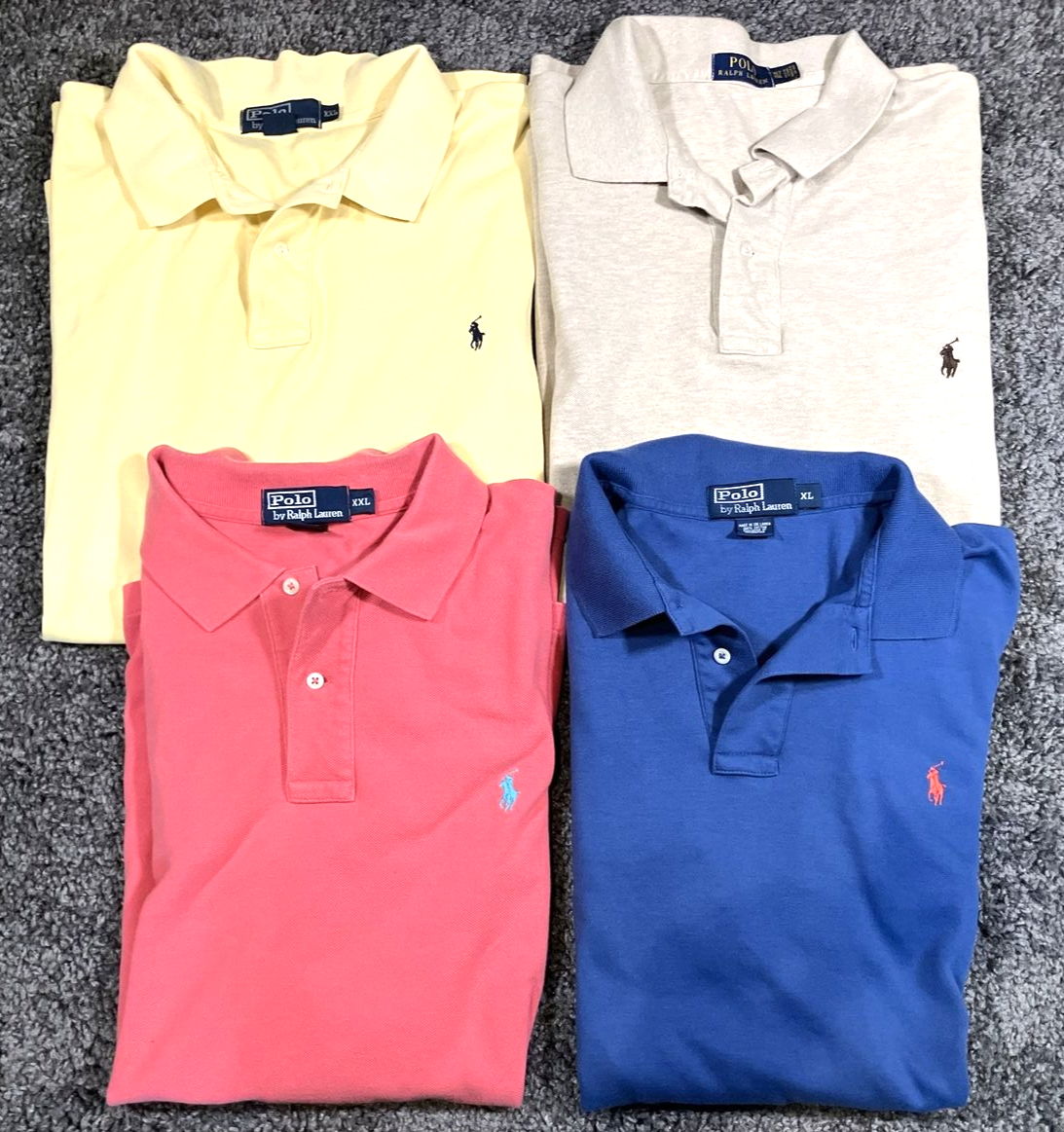 Primary image for Polo Ralph Lauren Shirt Lot Mens XL XXL XLT Blue Pink Tan Short Sleeve Pony Logo