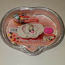 NEW Handi-foil 2 Bunny Pans + Lids Easter Rabbit Foil Cook-n-Carry Pink - £7.75 GBP