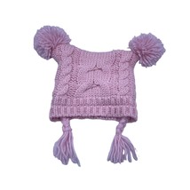 Laura Ashley Baby Hat Winter Beanie Tassel Pom Pom Pink Girls Size 6-12 Months - £7.90 GBP