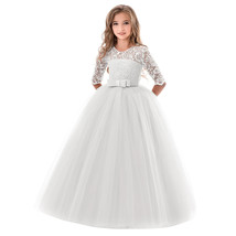 Girls Lace Long Prom Gowns Bridesmaid Kids Dresses For Girls Teens Girl Party Dr - £36.33 GBP