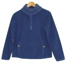 Lands&#39; End Women&#39;s size Small 1/4 Zip Sweater Neck Pullover Fleece Top Blue - £19.07 GBP