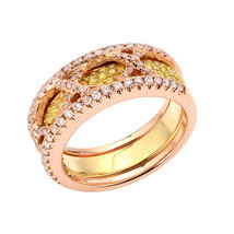 1.38ct Natural Fancy Pink &amp; Yellow Diamonds Engagement Ring 18K Solid Gold 9G - £3,444.02 GBP