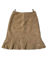 MODA INTERNATIONAL Tan leather pleated midi skirt size 6 midwestern styl... - £10.38 GBP