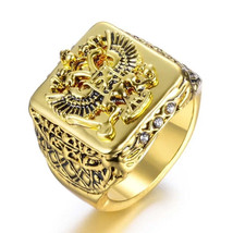 FDLK Mens Gold Russian Double Eagle Signet Ring - $42.95