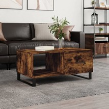 Industrial Rustic Smoked Oak Wooden Coffee Table With Door And Storage S... - $78.19