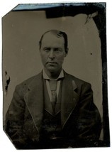 CIRCA 1860&#39;S  1/6 Plate Hand Tinted TINTYPE Handsome Older Man in Fancy Suit - £13.04 GBP