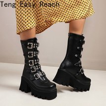 Winter Studded women&#39;s boots Hot Punk Gothic  Boots Women Fashion Black Thick-so - £93.20 GBP