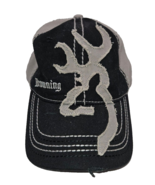 VTG Browning cap hat Firearms BUCKMARK distressed black grey hunting buck deer - $10.69