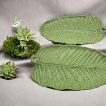 Set of 2 - Fern Brand Banana Green Leaf design Large Platter 15.5”x9” - NEW - £44.95 GBP