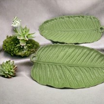 Set of 2 - Fern Brand Banana Green Leaf design Large Platter 15.5”x9” - NEW - £45.74 GBP