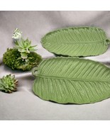 Set of 2 - Fern Brand Banana Green Leaf design Large Platter 15.5”x9” - NEW - £46.00 GBP