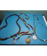 4 Assorted Necklace Pendants Good Fortune, Gemstone, Beaded, &amp; cz pendnt... - £23.34 GBP