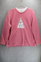 Bonnie Evans 2XL Soft Fleece Pullover Ugly Christmas Pink Cute Snowmen - £11.61 GBP