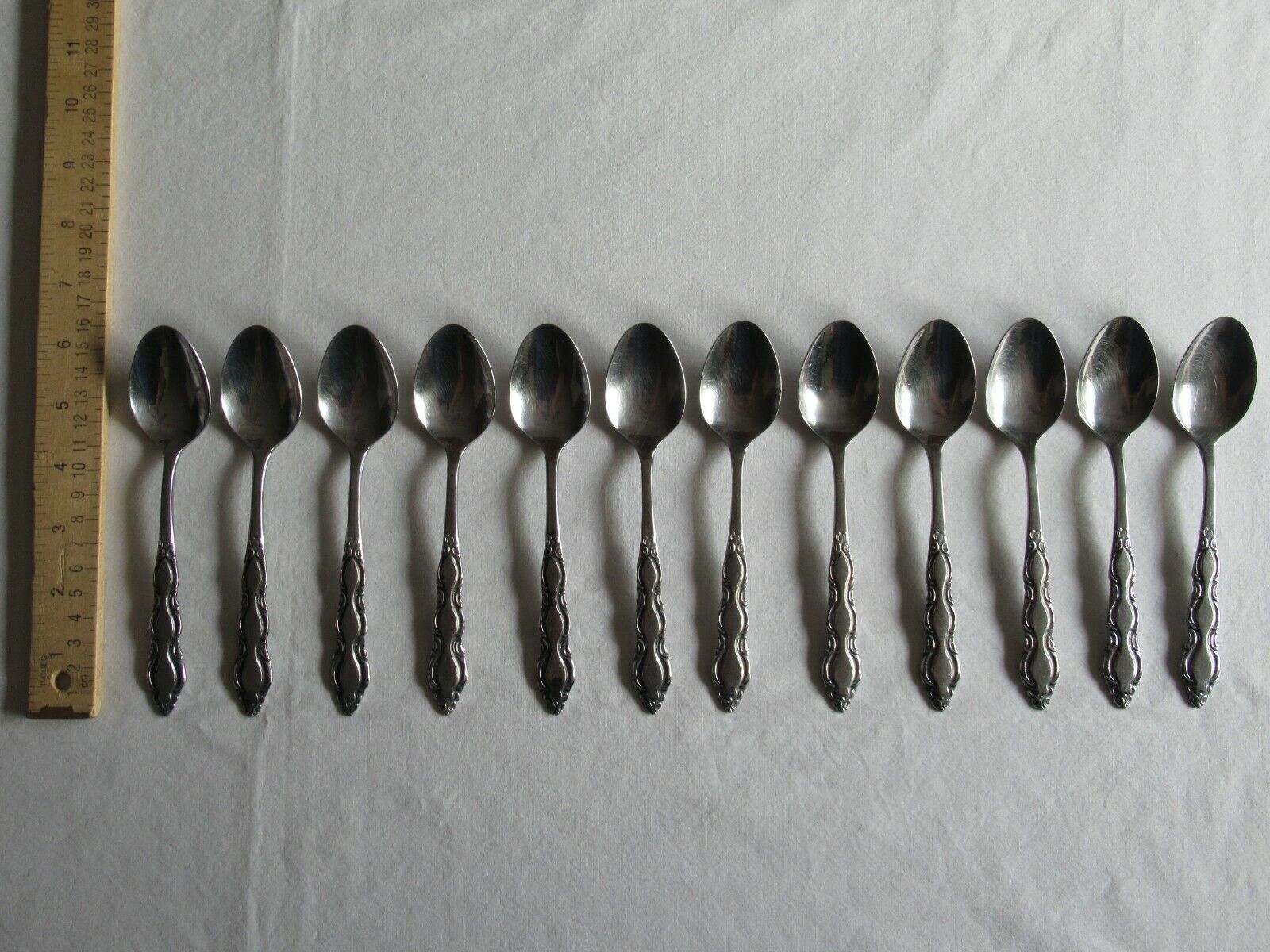 Primary image for Set Lot of 12 National Stainless Marquee Teaspoons Made In Japan Vintage 6.2"