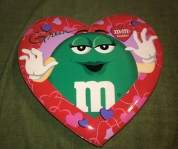 Green M&amp;M Red Padded Valentine heart with candy 10 inches - $29.02