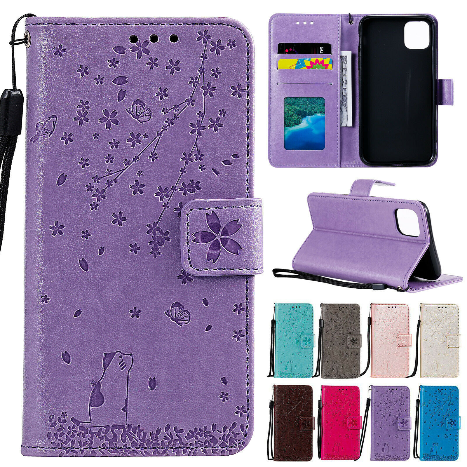 For iPhone Xs 6s 8 7 11 Pro Max Card Holder Wallet Flip Leather Stand Case Cover