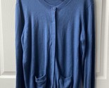 Orvis Wool Cashmere Blend Snap Blue Womens Cardigan Size L Pockets Grann... - $27.84