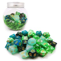 Bescon 35Pcs Polyhedral Rpg Dice Emeralds Set, Dnd Role Playing Game Dice Green  - £26.88 GBP