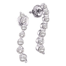 14k White Gold Diamond Womens Journey Anniversary Screwback Stud Earrings - £271.02 GBP