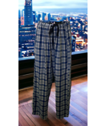 Mens Pajama Pants Size Large Plaid Blue Flannel Pockets - £7.74 GBP