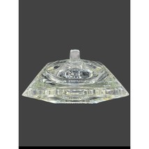 Vintage MCM Square Heavy Crystal Glass Covered Candy Dish Mid Century 6x6x4 - $39.57