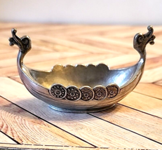 Viking Ship Figurine 3” Pewter Salt Cellar Handstopt TPB Vintage - $23.36