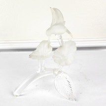 Frosted Glass Hummingbird Branch Flower Figurine - £19.71 GBP