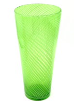 Vintage Green Vase Glass Handblown Spiral Swirl Pattern 10.5&quot; - £15.78 GBP