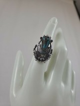 New Natural Turquoise Stone Silver Plated BOHO Style Ring Intricate Design Sz: 7 - £27.97 GBP