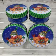 American Greetings Candy Cane Scented Christmas Candles Lot Of 4 Tin Lid... - $19.79