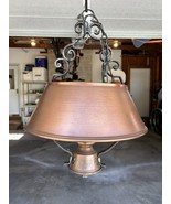 Large Vintage Copper, Brass & Wrought Iron Ceiling Light Fixture ~ Untested. - $123.75