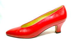 Vintage BANDOLINO Women Classic Pump Size 9.5 Narrow Red Leather Mid Hee... - $45.00