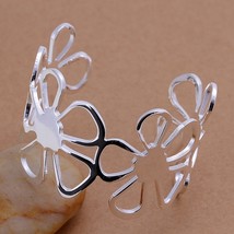 promotions high quality 925 Silver jewelry fashion solid flowers circular open b - £9.60 GBP