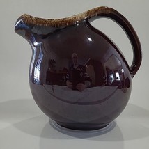 Hull Oven Proof USA Brown Drip Glaze Ball Pitcher Ice Lip Water - $13.09