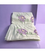 Vintage Set 2 Hand Stitched Pillow Cases- Cross Stitch Needlepoint Purpl... - €22,63 EUR