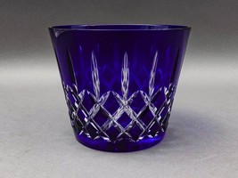 Ajka Hungary Arabella Cobalt Blue Cut To Clear Crystal Old Fashioned Ice... - $179.99