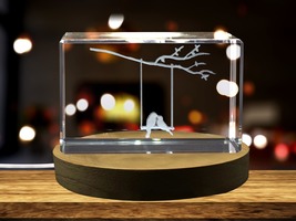 LED Base included | Birds on a Swing on a Branch 3D Engraved Crystal 3D Engraved - £31.96 GBP+
