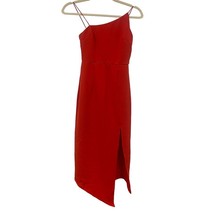 PRINCESS POLLY Women&#39;s Red Asymmetric Spaghetti Strap Zip Midi Dress Size 2 - $8.56