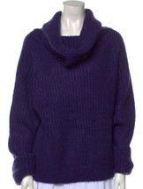 Jones New York Vintage Mohair Sweater Vowl Neck Rib Knit Sweater Navy Bl... - $34.24