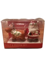 Santa And Reindeer Christmas Salt And Pepper Shaker Set By Boston Warehouse - £9.50 GBP