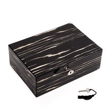 International  Lacquered Ebony Wood Jewelry Box with Valet Tray &amp; Key Lock - £136.95 GBP