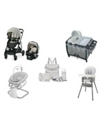 6pc Light Gray Baby Gear Bundle, Stroller Travel System, Swing &amp; Diaper Bag - £1,422.67 GBP