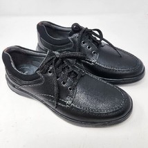 Clarks Men&#39;s Cotrell Edge Shoe Lace Up Black Oily Leather Size 9.5 M OrthoLite - £32.13 GBP