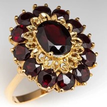 3.40Ct Oval Cut Simulated Garnet Engagement Cocktail 14k Yellow Gold Plated Ring - £112.53 GBP