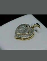 25Ct Imitación Diamante Doble Colgante Corazón 18&quot; 14k Oro Amarillo Chapado - £88.75 GBP