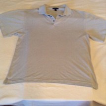 Size medium Van Heusen shirt polo beige striped short sleeve Mens - £13.66 GBP