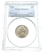 1938 5C Jefferson Nickel PCGS MS65FS Full Steps Gorgeous Strike and Color! - $163.40 CAD