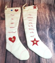 Rauch Industries Christmas Stockings Embroidered Applique Primitive Hearts Stars - £14.03 GBP