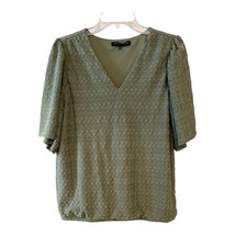 Adrienne Vittadini Women’s Size L Green Textured V-Neck Blouse, Elastic Hem - $430.73 MXN