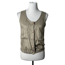 Japna Cropped Pocket Front Top Green Sleeveless Buttons Women&#39;s Size M - $11.87